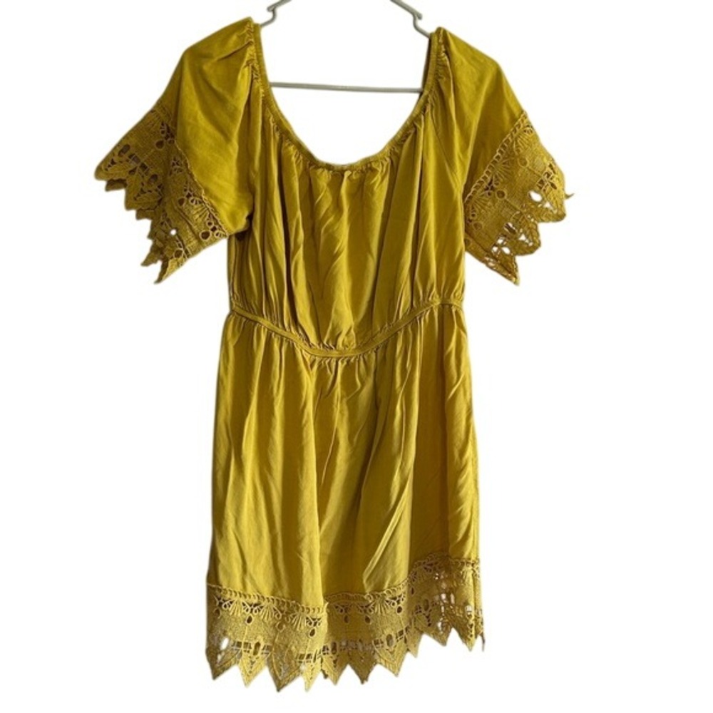 Iris Women's Mustard Mini Dress Size 1XL 100%‎ Polyester